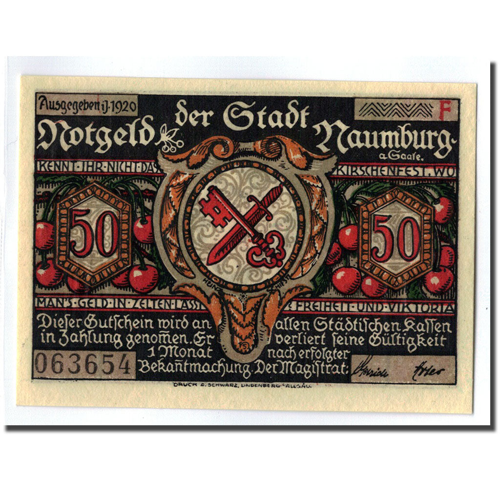 Banknote, Germany, Naumburg a.S. Stadt, 50 Pfennig, personnage 5, 1920, UNC(63)