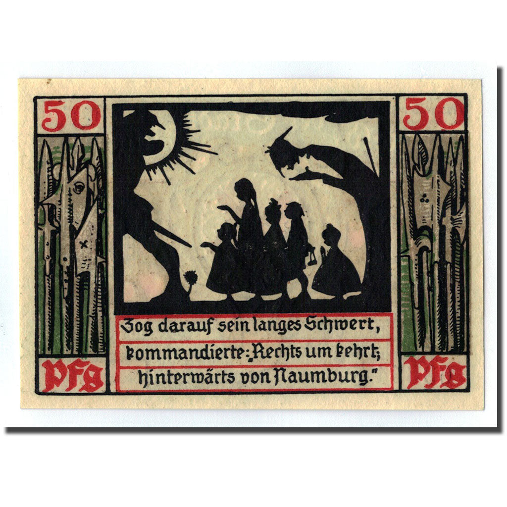 Geldschein, Deutschland, Naumburg a.S. Stadt, 50 Pfennig, personnage 8, 1920