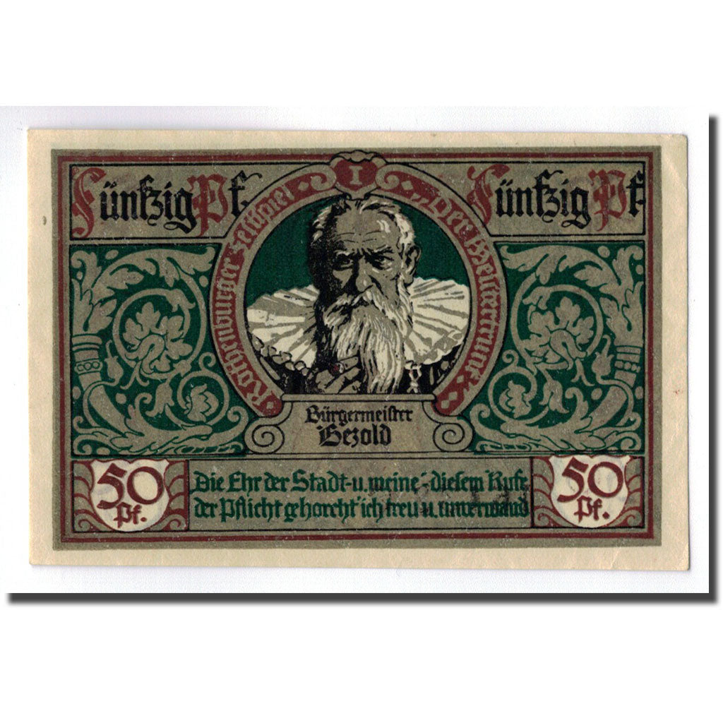 Biljet, Duitsland, Rothenburg o.T. Stadt, 50 Pfennig, portrait, 1921