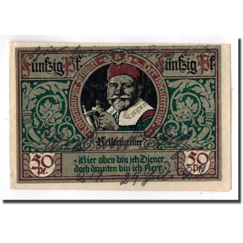 Billet, Allemagne, Rothenburg o.T. Stadt, 50 Pfennig, portrait 1, 1921