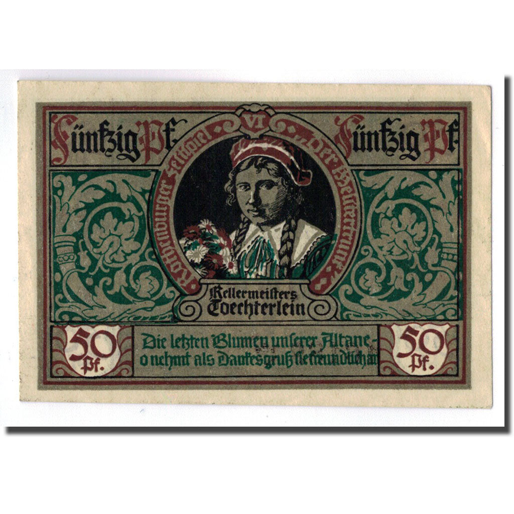 Banconote, Germania, Rothenburg o.T. Stadt, 50 Pfennig, portrait 3, 1921