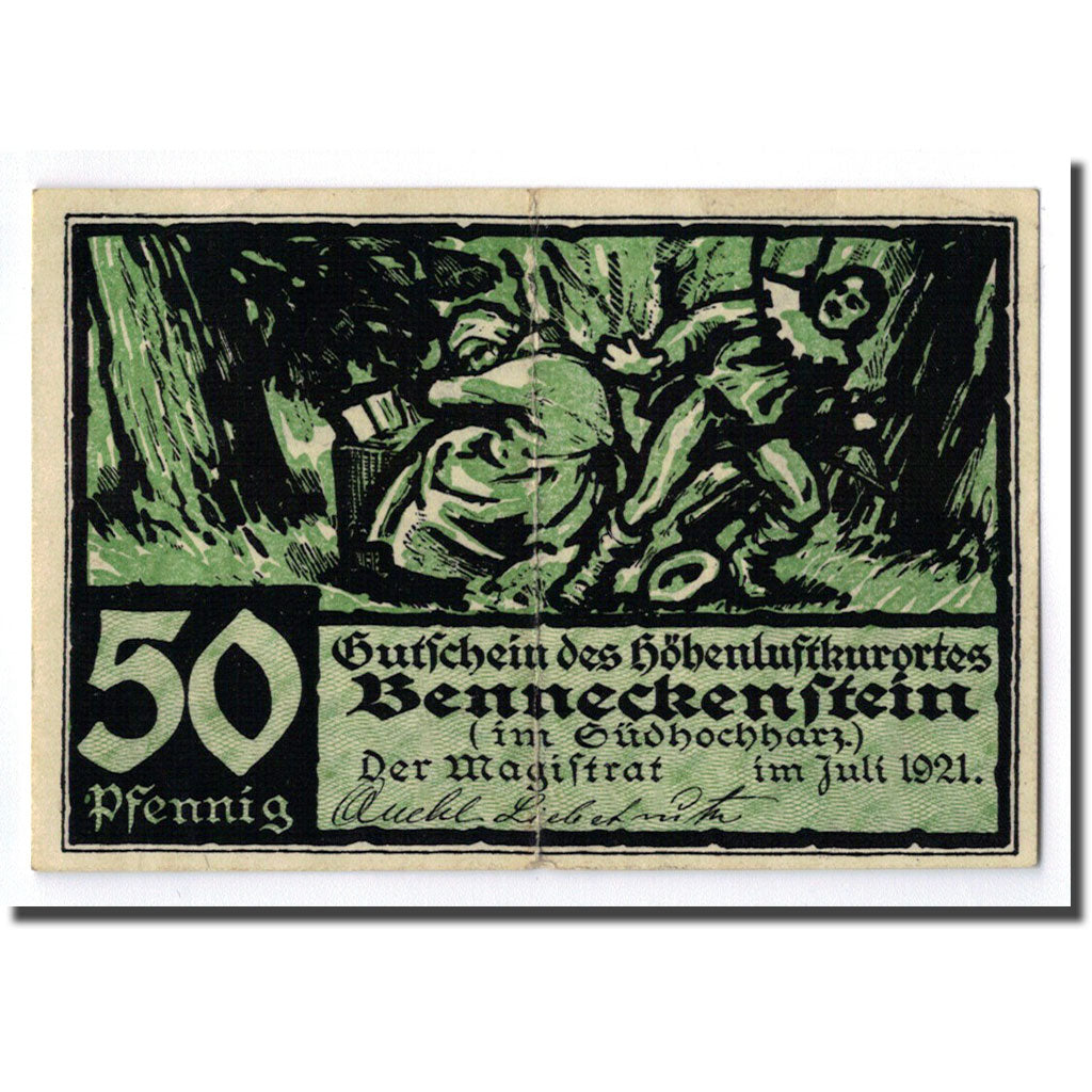 Geldschein, Deutschland, Benneckenstein, 50 Pfennig, personnage, 1921, UNZ-