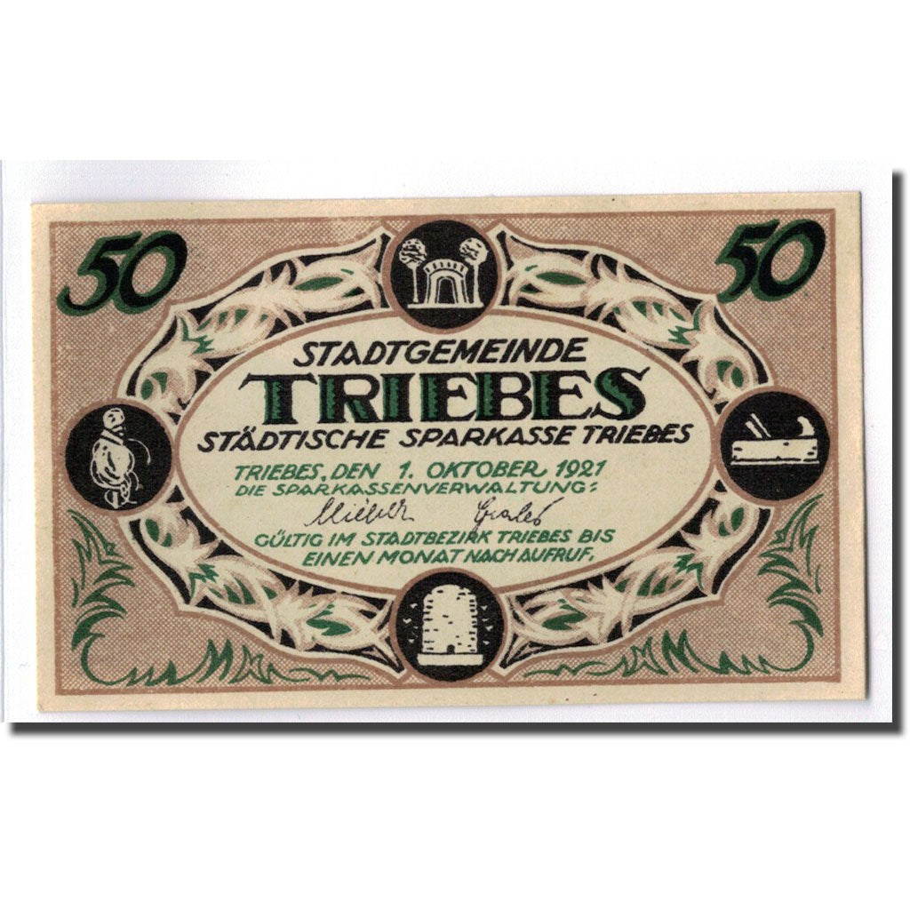 Banconote, Germania, Triebes, 50 Pfennig, Eglise, 1921, 1921-10-01, SPL