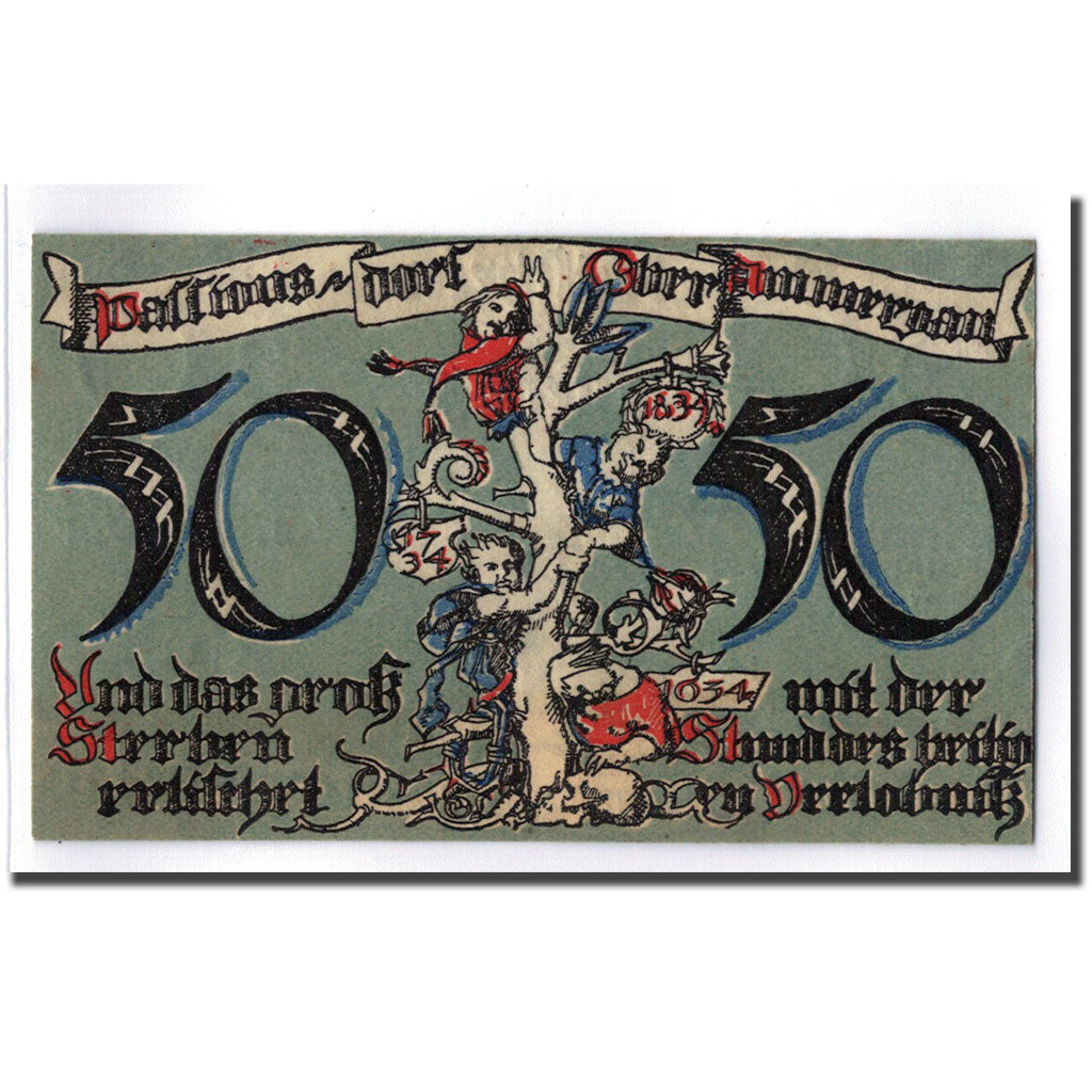Banknot, Niemcy, Oberammergau, 50 Pfennig, paysage, 1921, 1921-07-01, UNC(63)