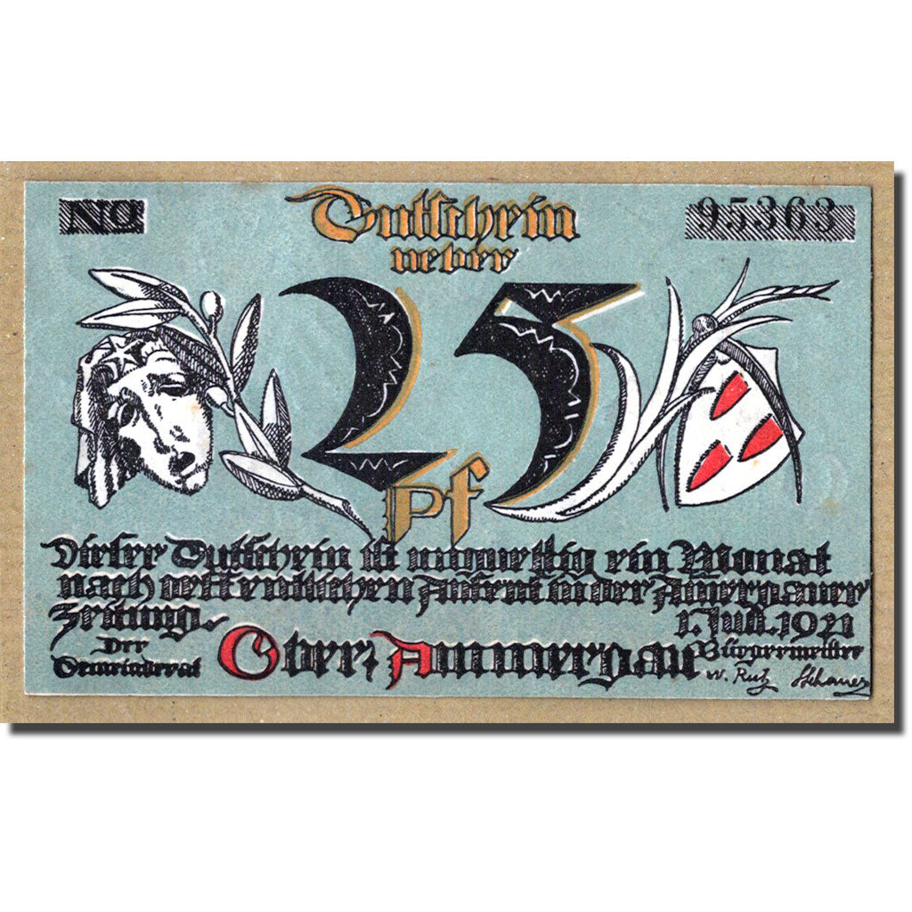 Biljet, Duitsland, Oberammergau, 25 Pfennig, paysage, 1921, 1921-07-01, SPL