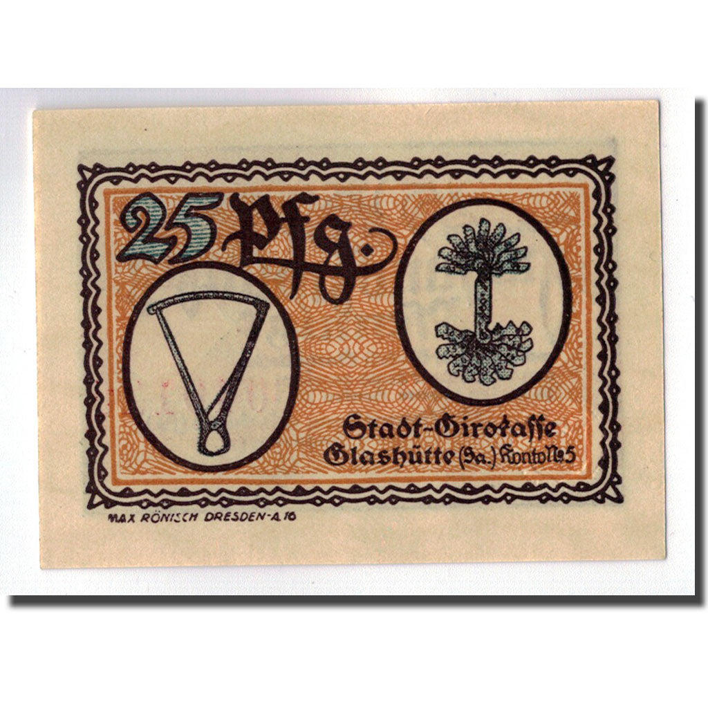 Billet, Allemagne, Glashutte, 25 Pfennig, Objets, 1921, SPL, Mehl:430.1