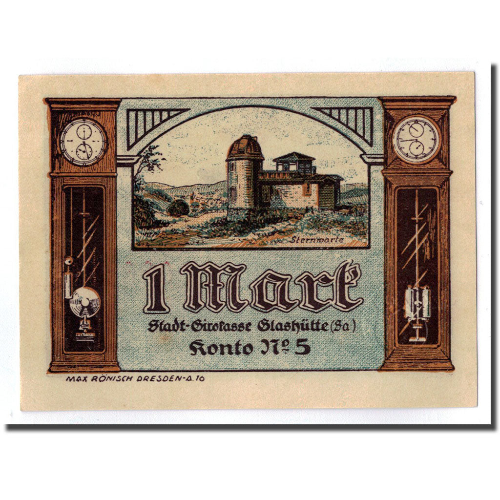 Banconote, Germania, Glashutte, 1 Mark, paysage 1, 1921, SPL, Mehl:430.1