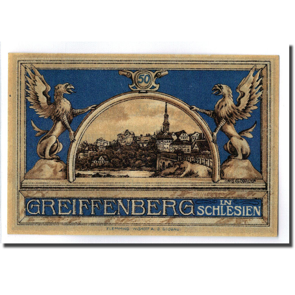 Banknot, Niemcy, Greiffenberg, 50 Pfennig, paysage, 1920, 1920-04-19, UNC(63)
