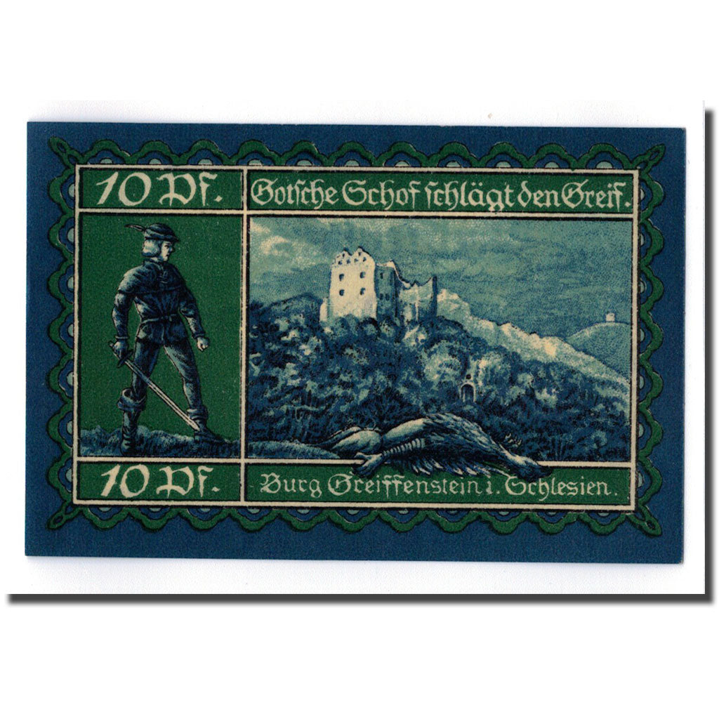 Banknot, Niemcy, Greiffenberg, 10 Pfennig, paysage, 1920, 1920-04-19, UNC(63)