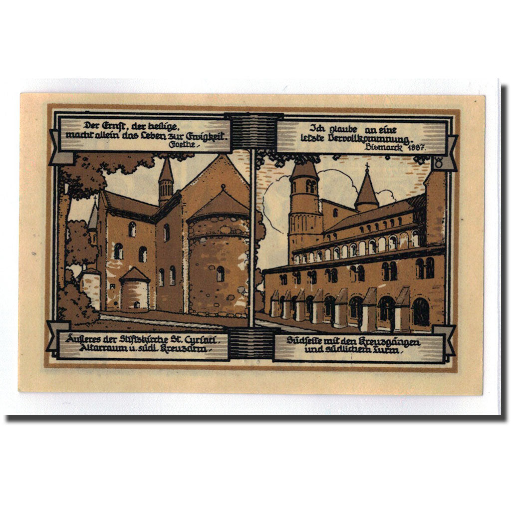 Banknote, Germany, Gernrode a. H., 75 Pfennig, monastère, 1921, 1921-10-21