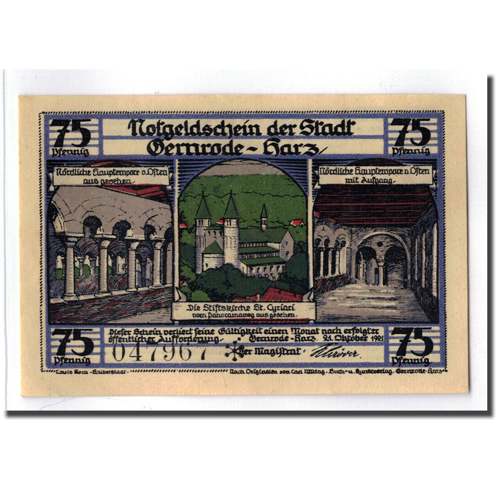 Banconote, Germania, Gernrode a. H., 75 Pfennig, personnage, 1921, 1921-10-21