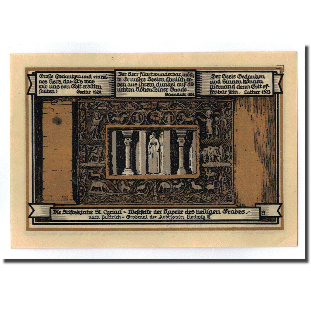 Banknot, Niemcy, Gernrode a. H., 75 Pfennig, Monument, 1921, 1921-10-21