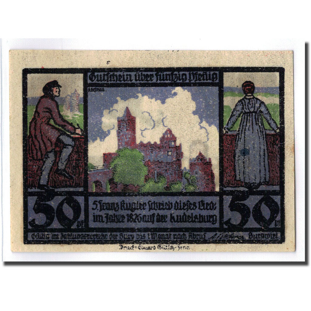 Banknot, Niemcy, Rudelsburg, 50 Pfennig, château, O.D, Undated, UNC(63)
