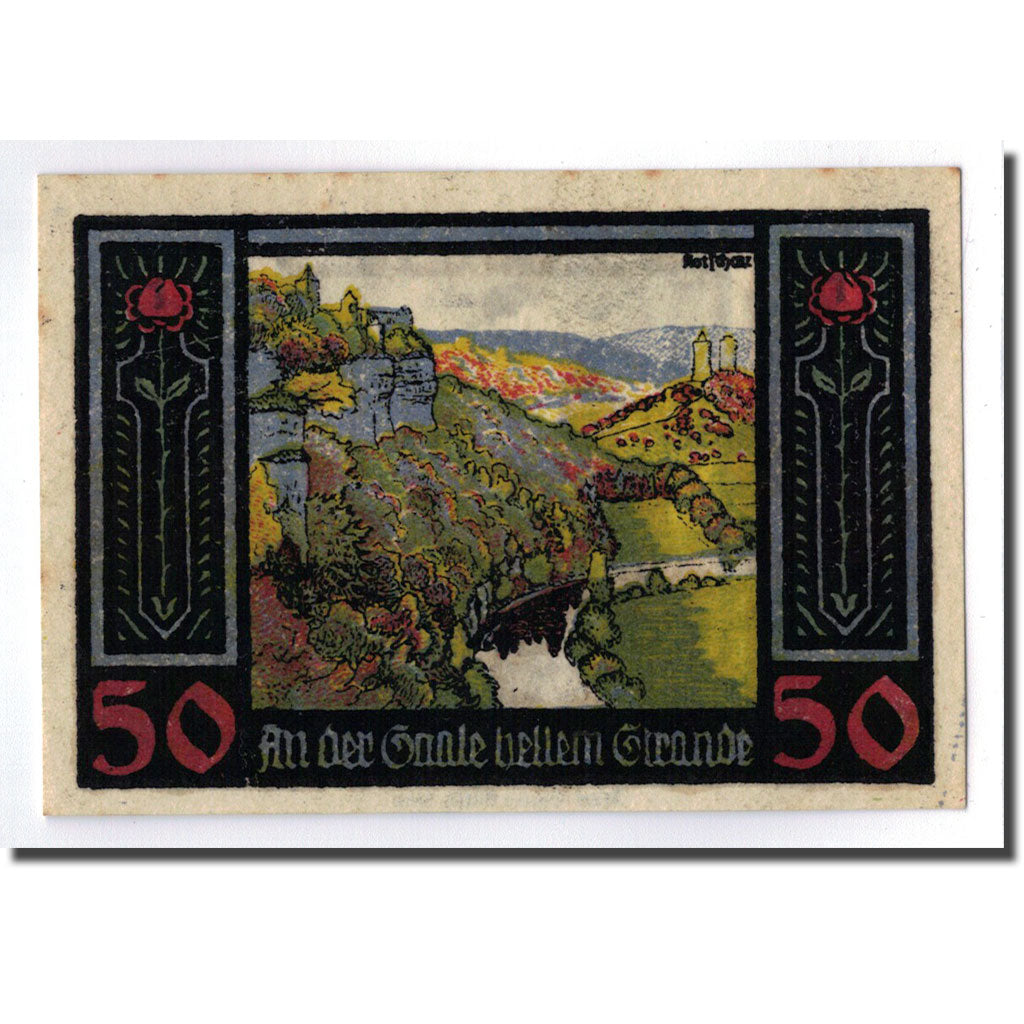 Banconote, Germania, Rudelsburg, 50 Pfennig, paysage 1, O.D, SPL, Mehl:1143.1