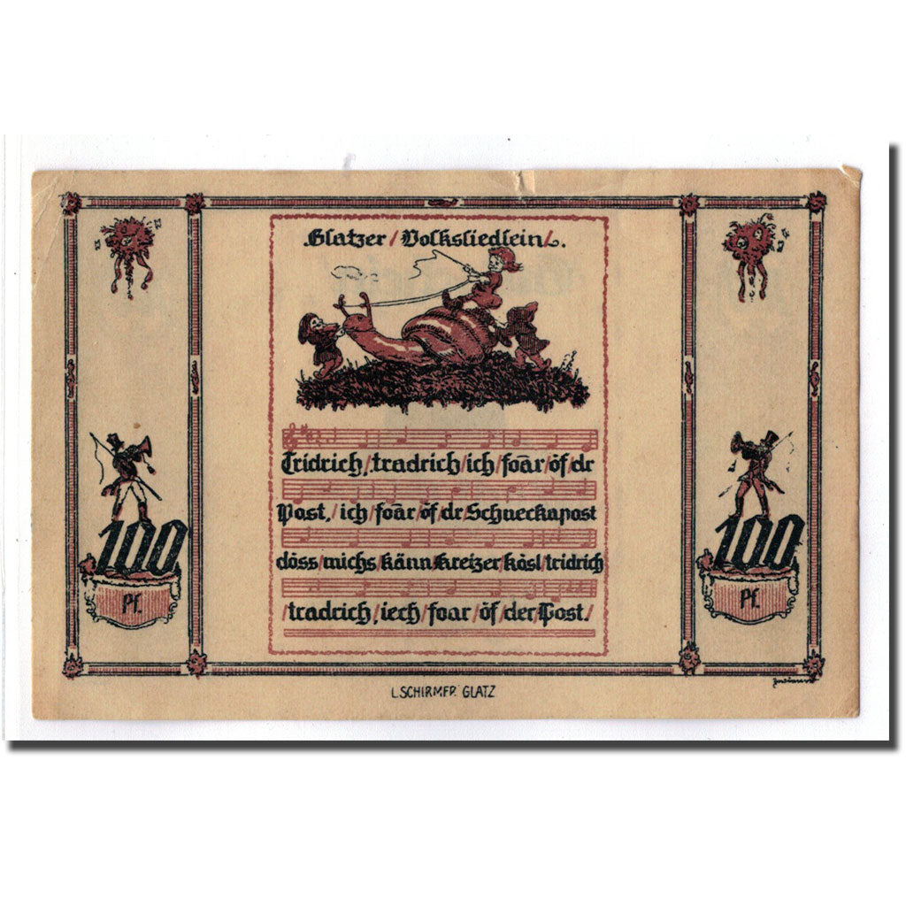 Banknot, Niemcy, Glatz, 100 Pfennig, personnage, Undated, Undated, UNC(63)