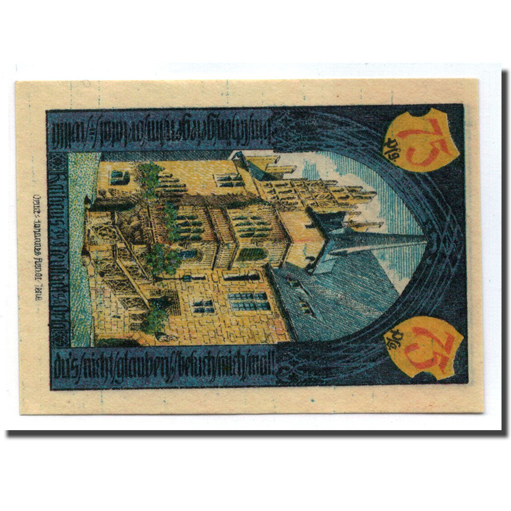Biljet, Duitsland, Neustadt a.d Orla Stadt, 75 Pfennig, Ecusson, 1921