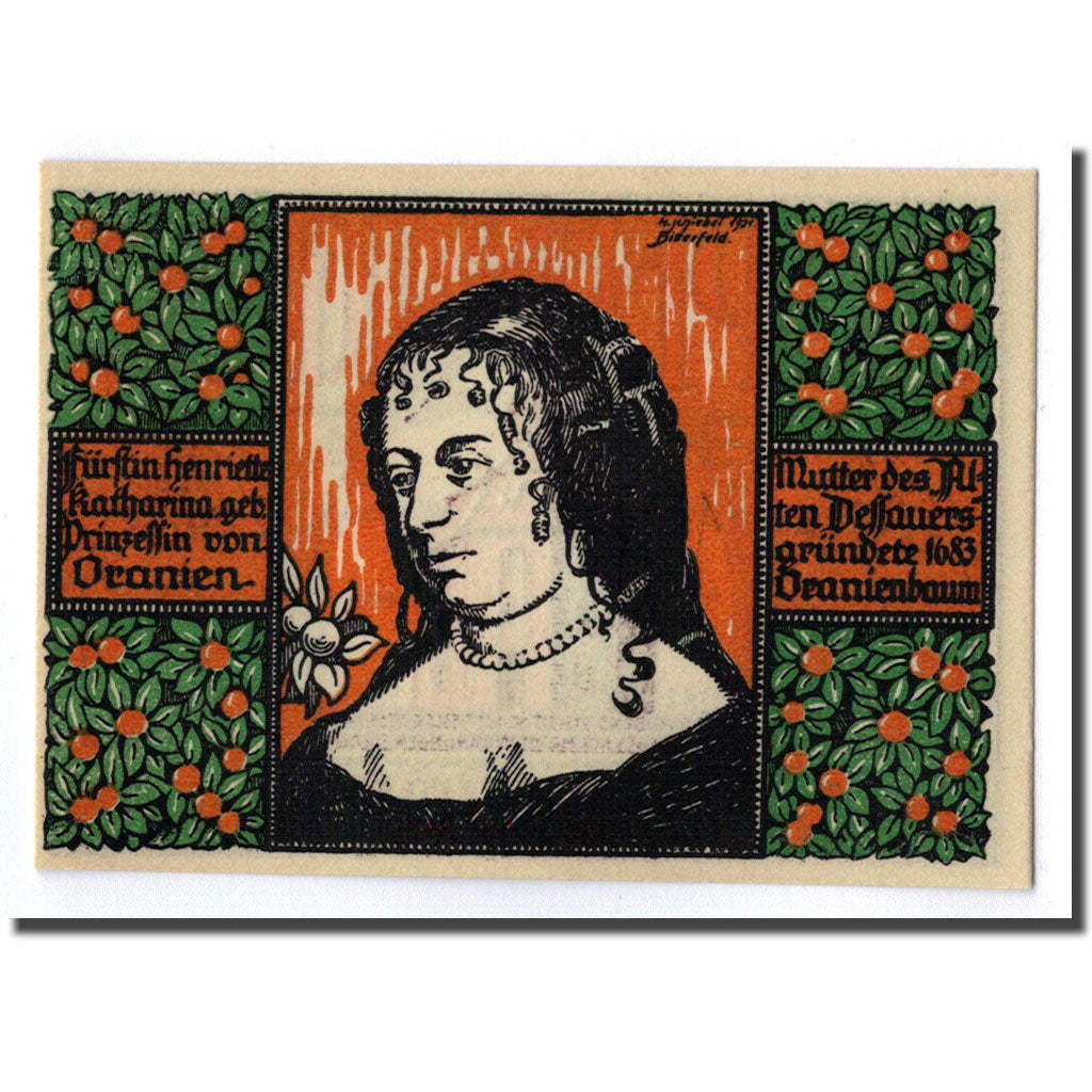 Banknot, Niemcy, Oranienbaum, 50 Pfennig, personnage, 1922, 1922-03-31, UNC(63)