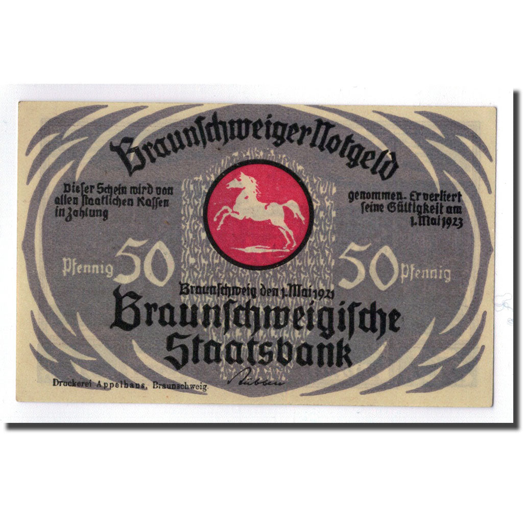 Billet, Allemagne, Braunschweig, 50 Pfennig, course hippique, 1921, 1921-05-01
