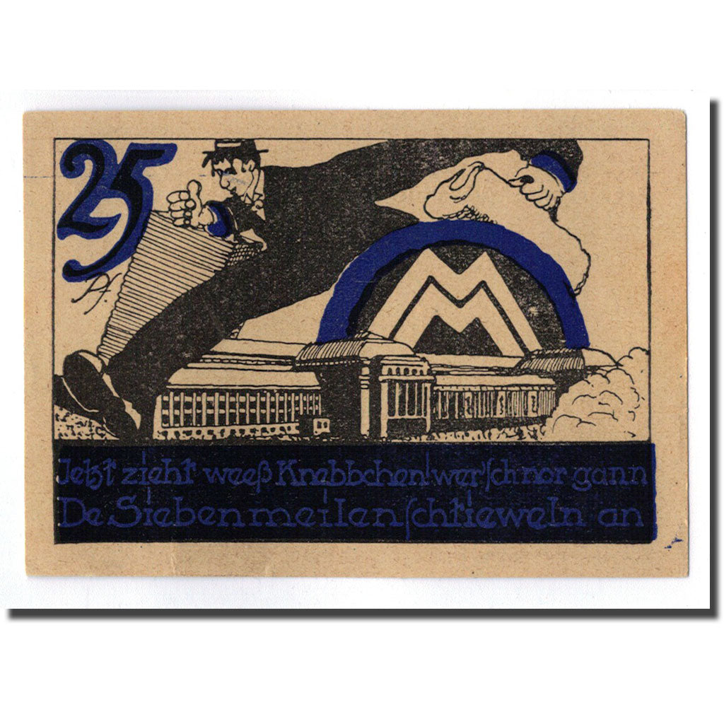 Banknot, Niemcy, Leipzig Stadt, 25 Pfennig, personnage, 1921, 1921-08-27