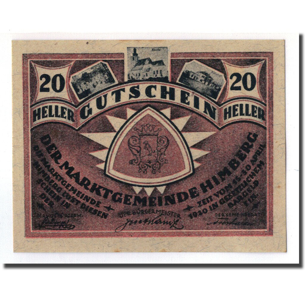 Geldschein, Österreich, Himberg, 20 Heller, Ecusson, 1920, 1920-04-15, UNZ-