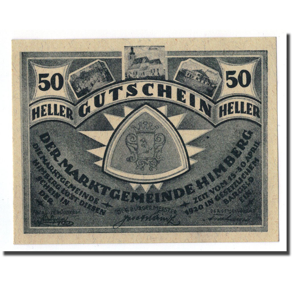 Geldschein, Österreich, Himberg, 50 Heller, Ecusson, 1920, 1920-04-15, UNZ-
