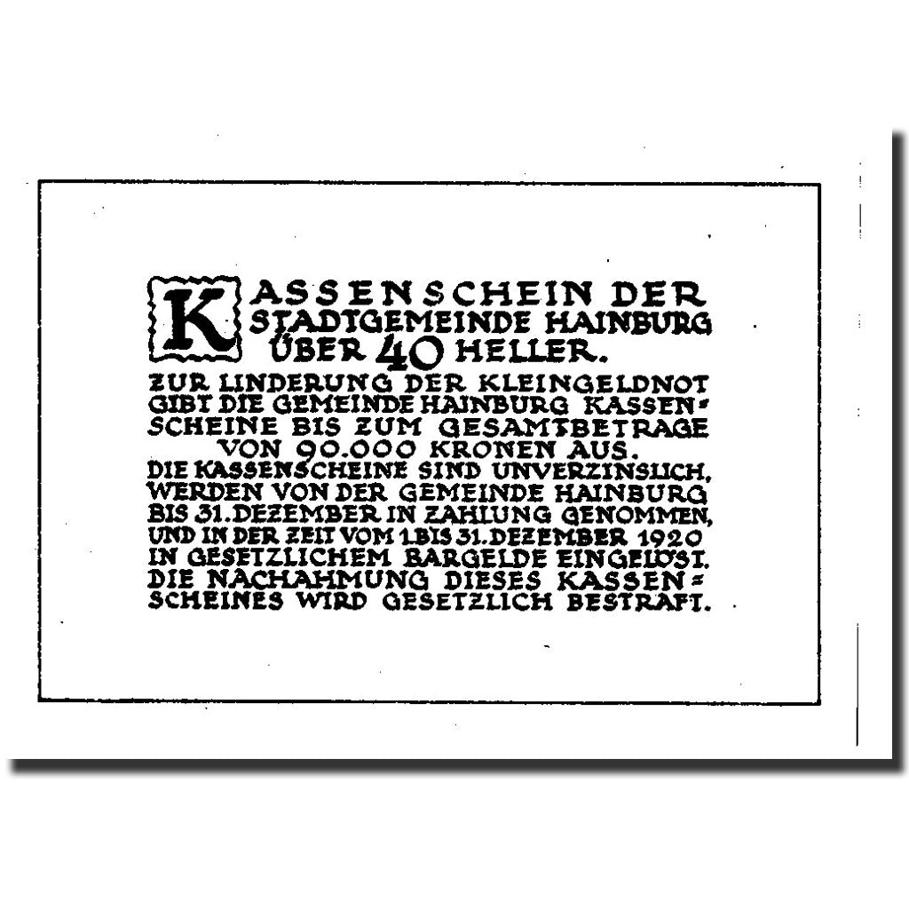 Geldschein, Österreich, Hainbur a/d Donau, 40 Heller, paysage, 1920