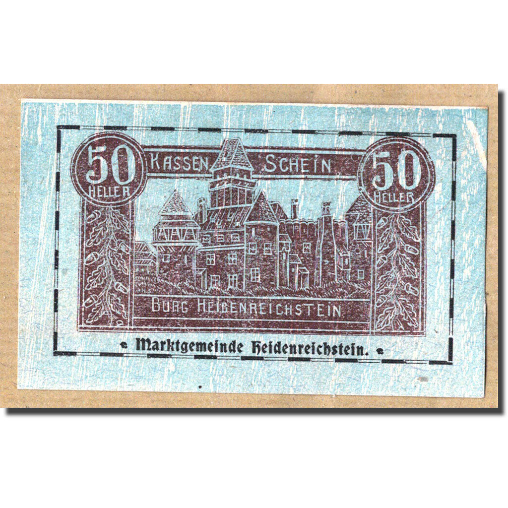 Banknote, Austria, Heidenreichstein, 50 Heller, château, 1920, 1920-03-01