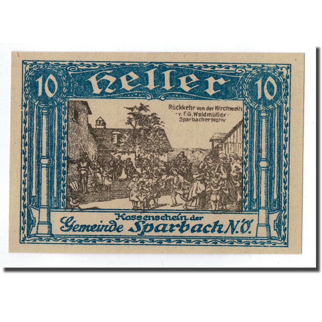 Geldschein, Österreich, Sparbach N'.O, 10 Heller, paysage 1, UNZ-