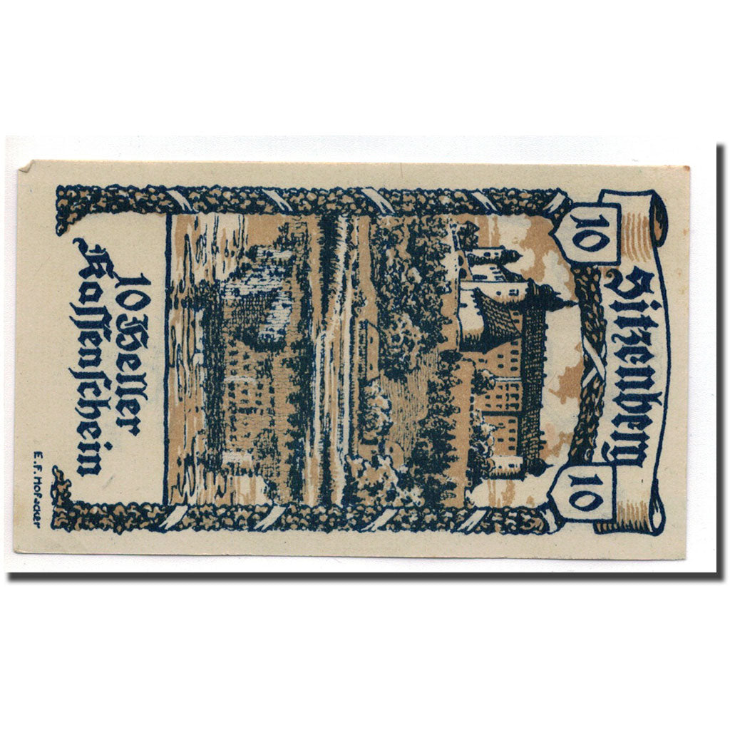 Geldschein, Österreich, Sitzenberg, 10 Heller, château, 1920, 1920-04-30