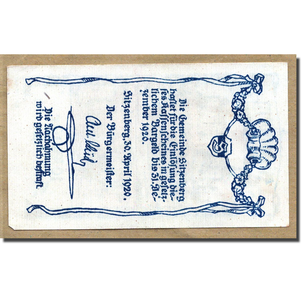 Geldschein, Österreich, Sitzenberg, 10 Heller, château, 1920, 1920-04-30