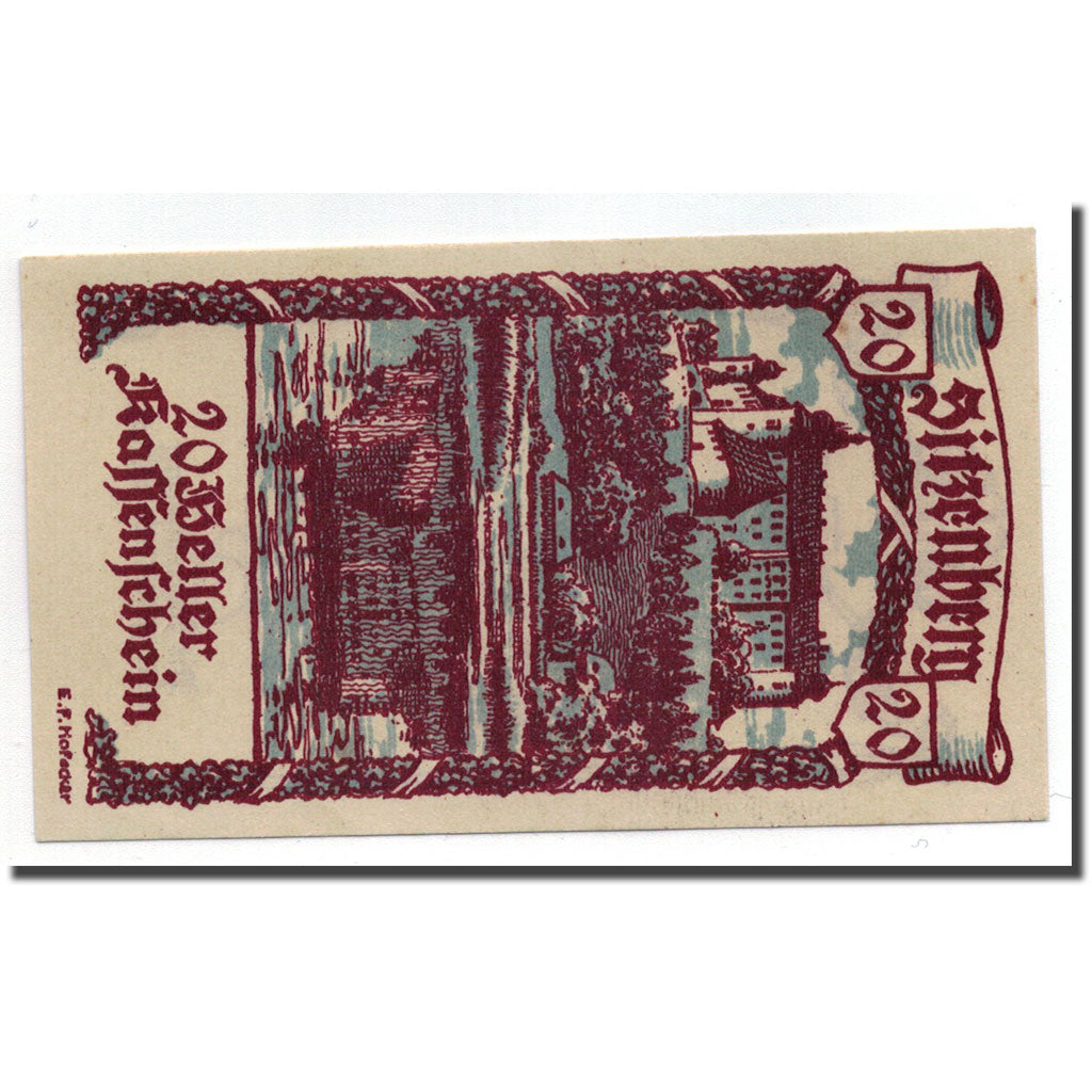 Geldschein, Österreich, Sitzenberg, 20 Heller, château, 1920, 1920-04-30
