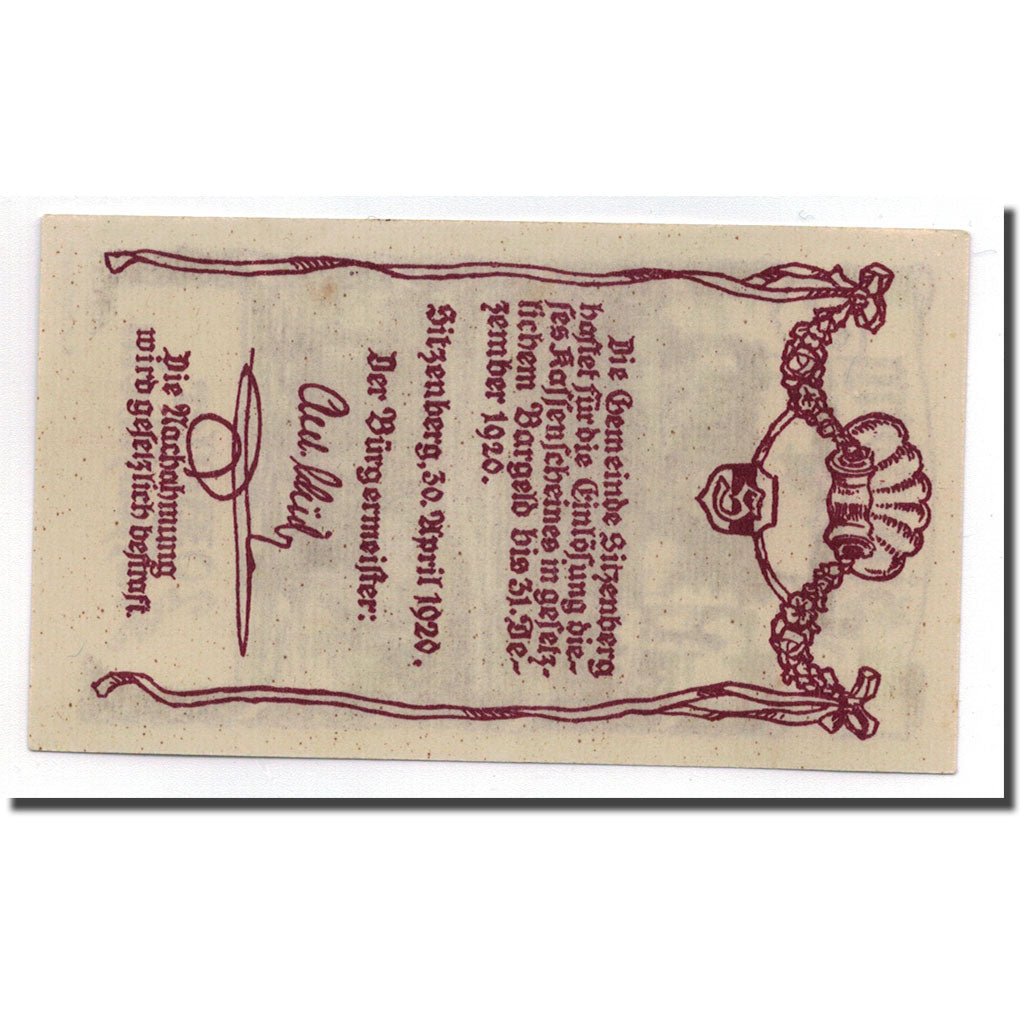 Geldschein, Österreich, Sitzenberg, 20 Heller, château, 1920, 1920-04-30