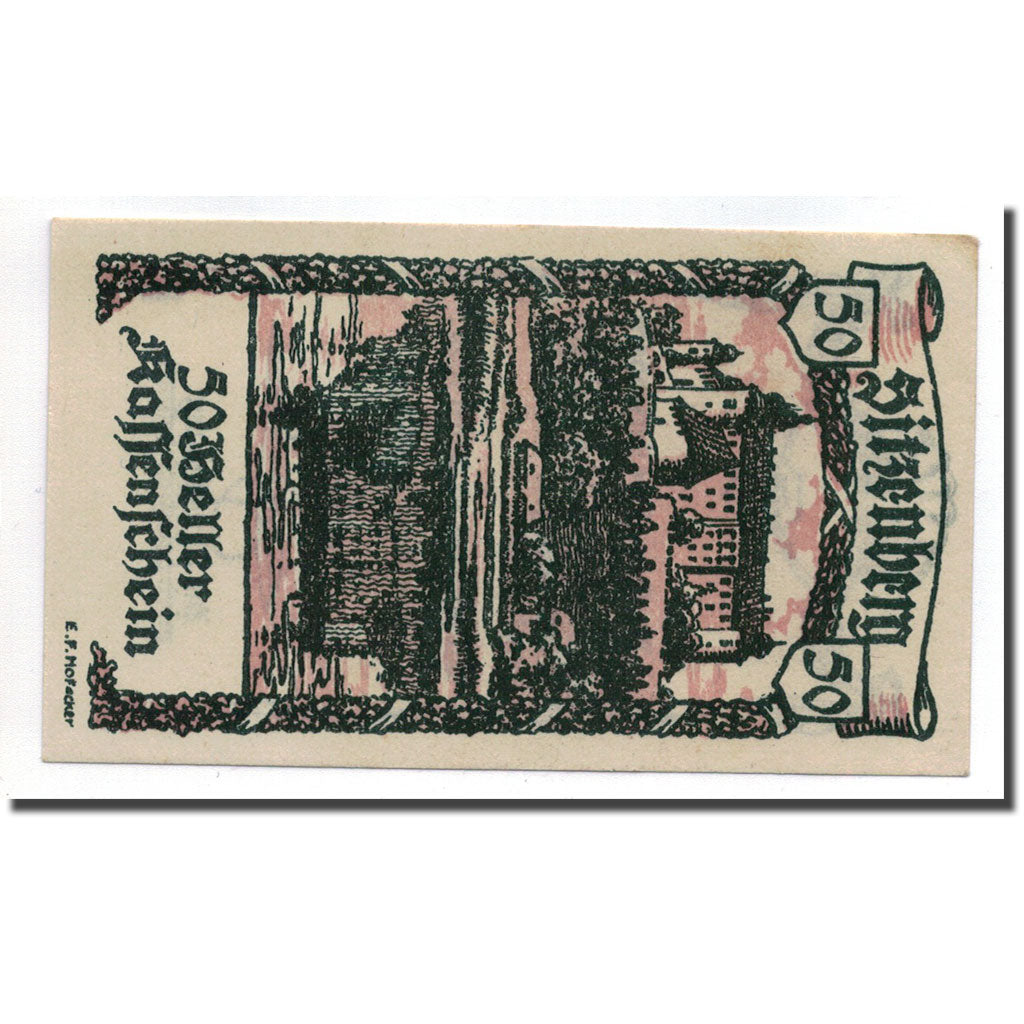 Geldschein, Österreich, Sitzenberg, 50 Heller, château, 1920, 1920-04-30