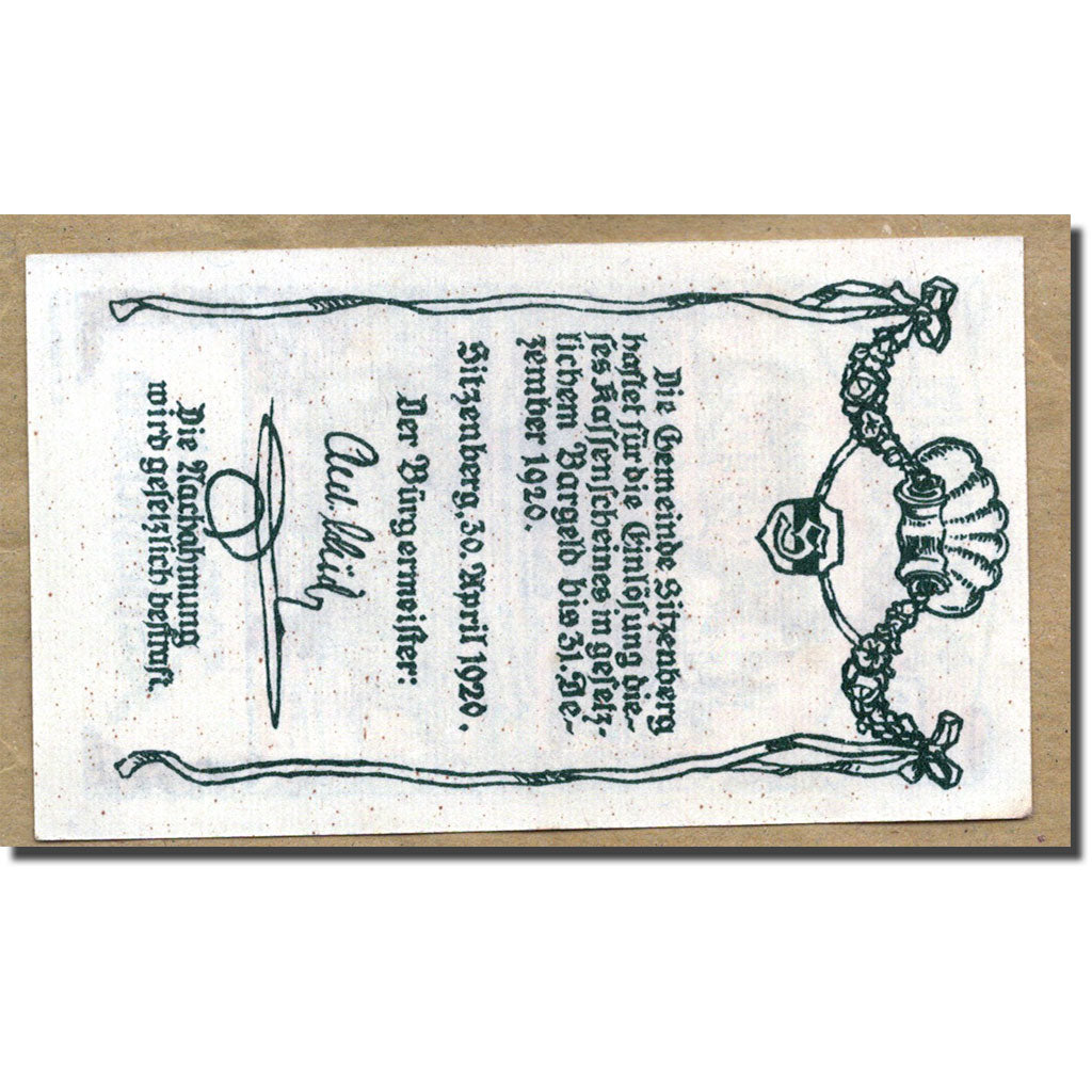 Geldschein, Österreich, Sitzenberg, 50 Heller, château, 1920, 1920-04-30