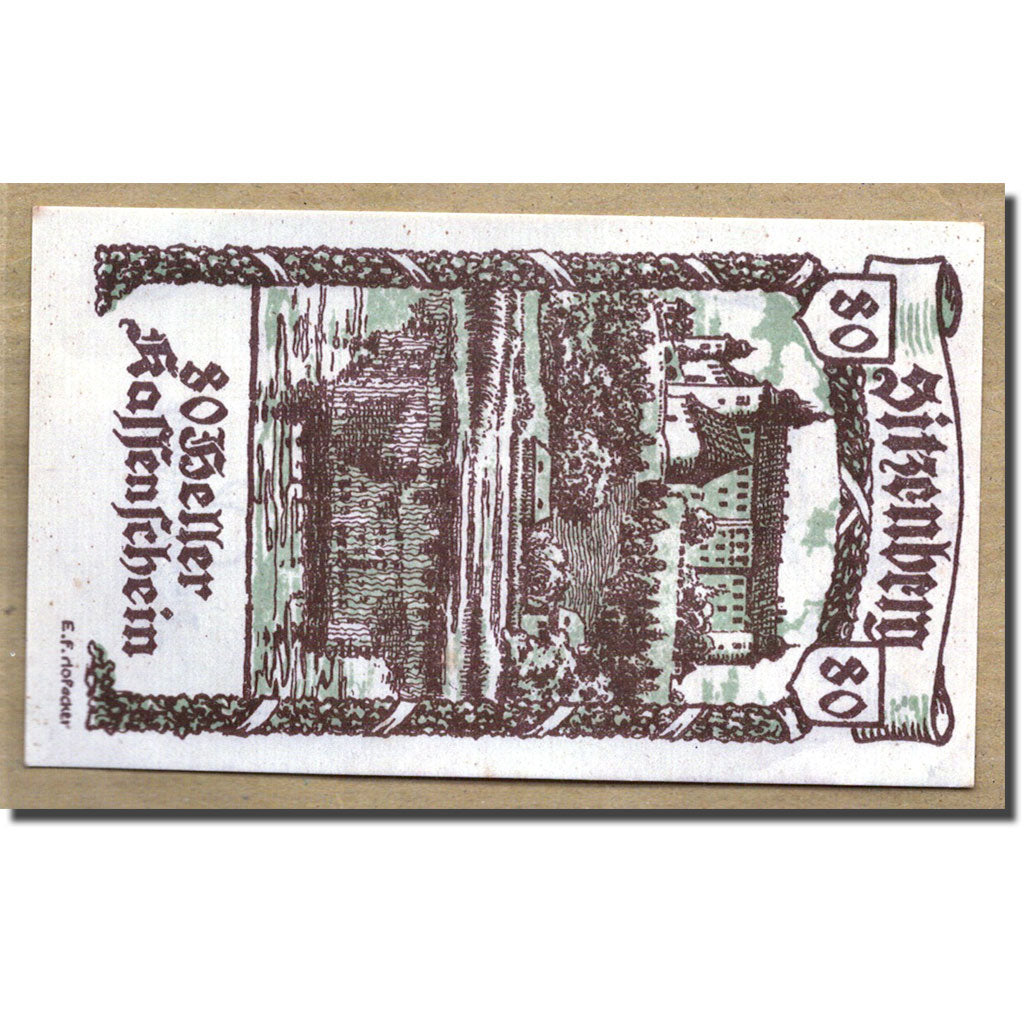 Geldschein, Österreich, Sitzenberg, 80 Heller, château, 1920, 1920-04-30