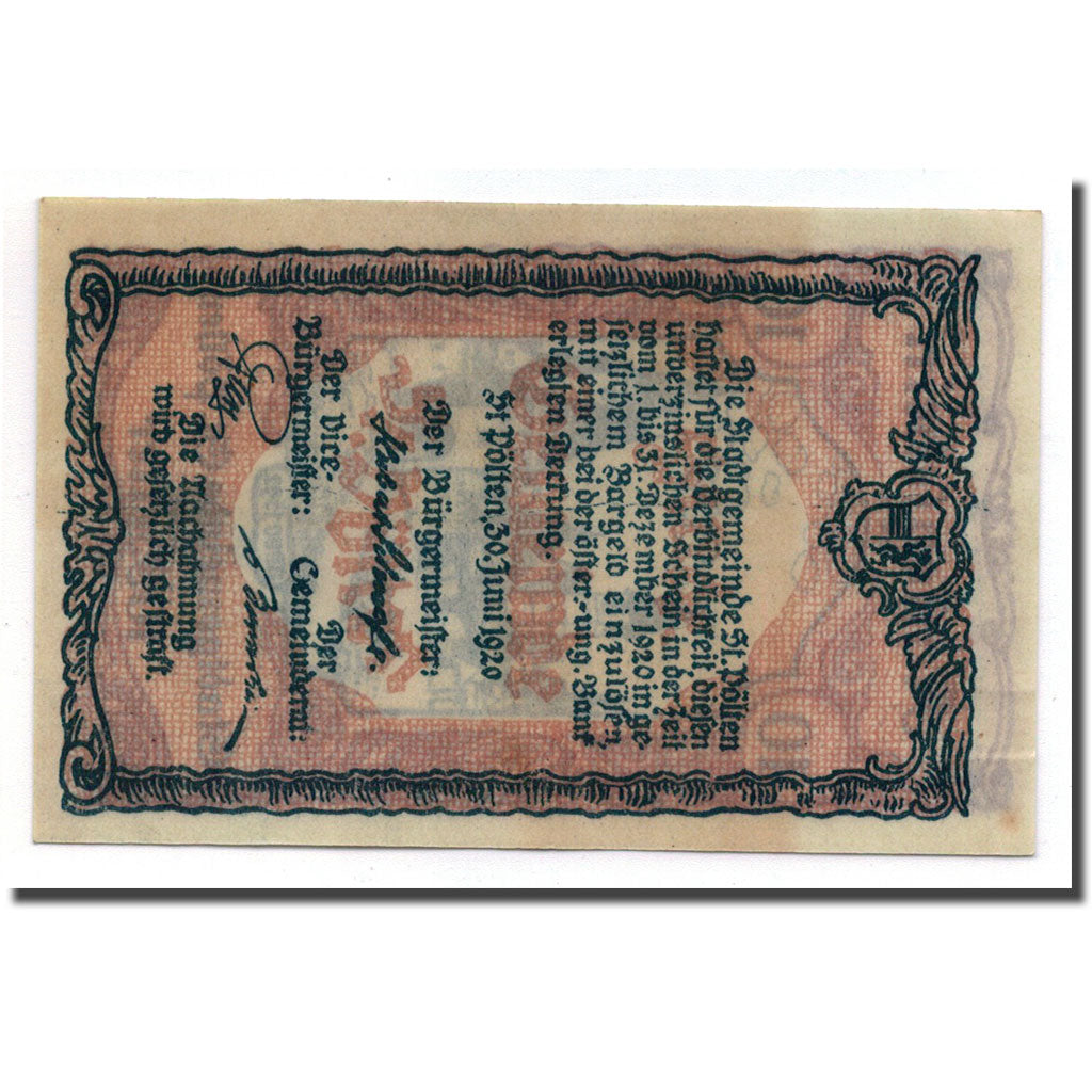 Geldschein, Österreich, St Pölten, 10 Heller, village, 1920, 1920-06-30, UNZ-