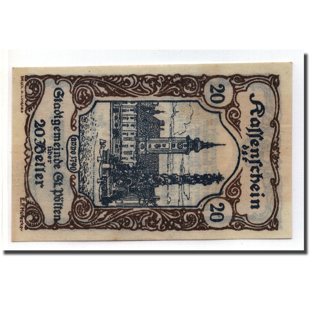 Banknote, Austria, St Pölten, 20 Heller, place, 1920, 1920-06-30, UNC(63)