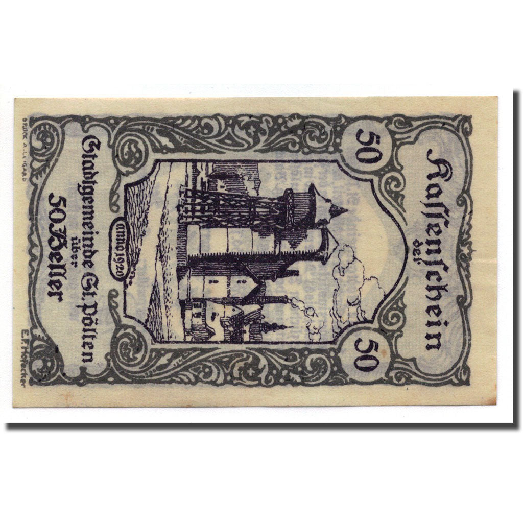 Geldschein, Österreich, St Pölten, 50 Heller, Usine, 1920, 1920-06-30, UNZ-