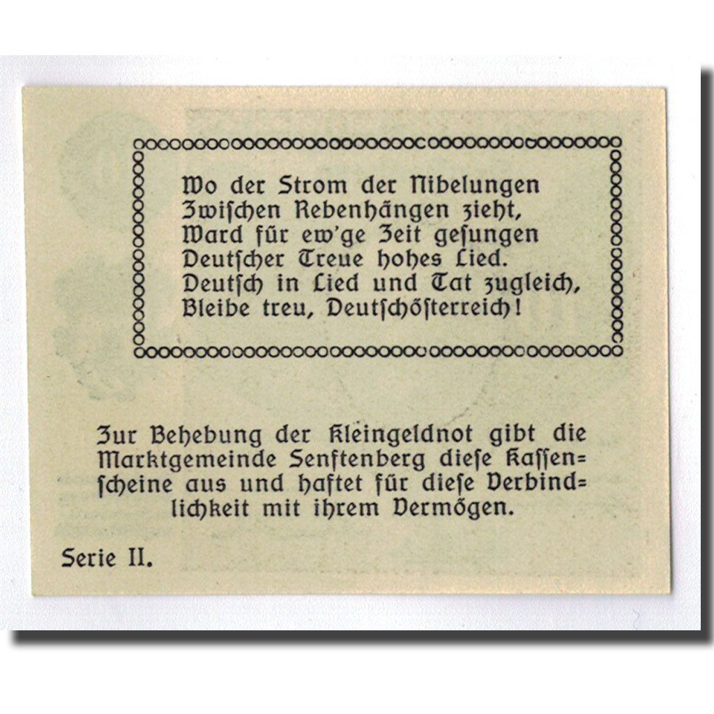 Geldschein, Österreich, Senftenberg, 10 Heller, paysage, 1920, 1920-05-15
