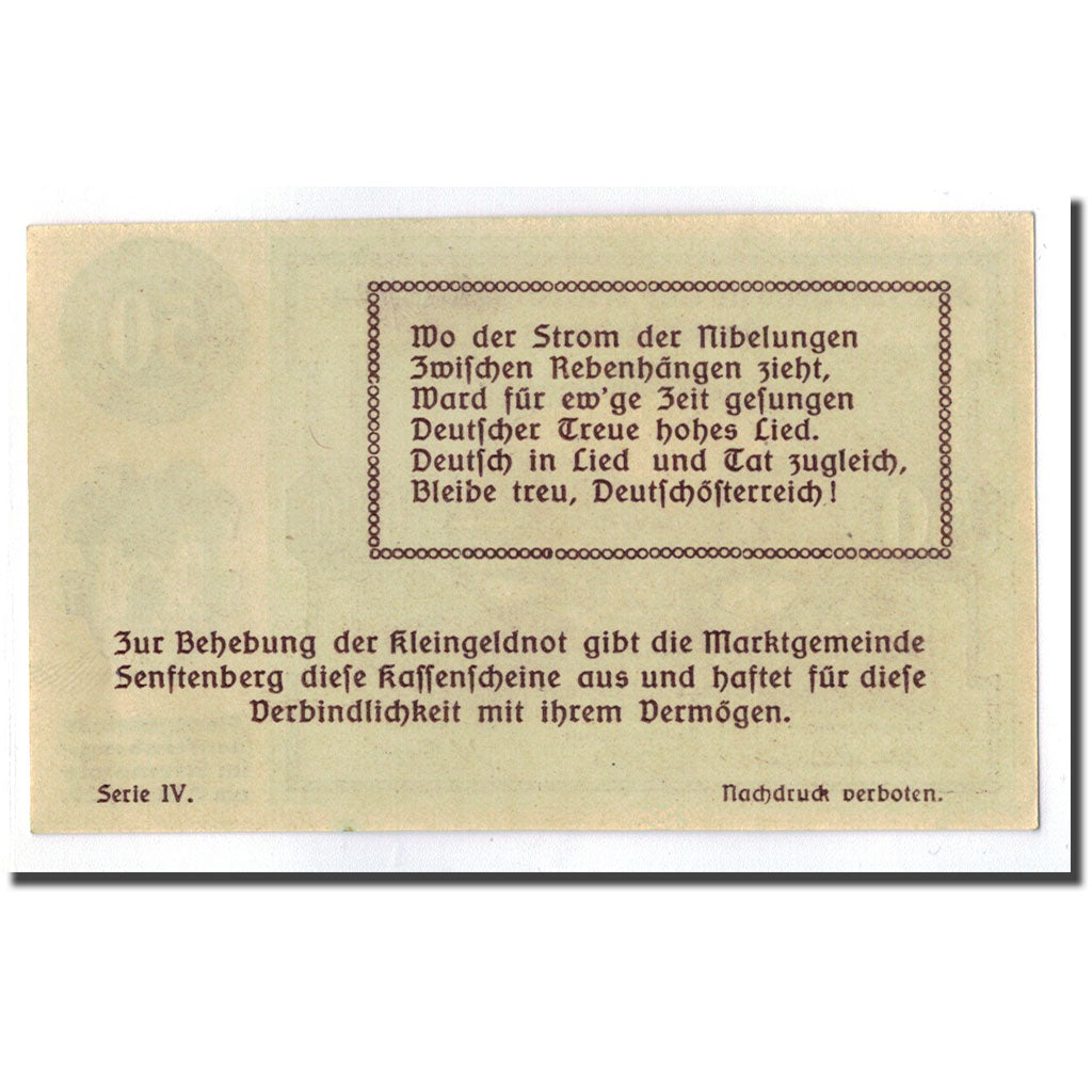 Geldschein, Österreich, Senftenberg, 50 Heller, paysage 1, 1920, 1920-05-15