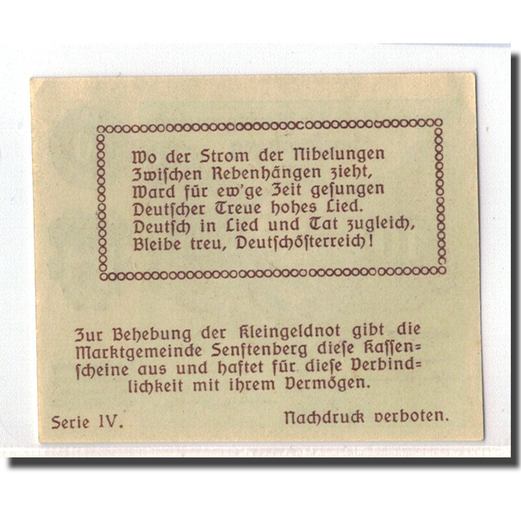 Geldschein, Österreich, Senftenberg, 10 Heller, paysage 1, 1920, 1920-05-15