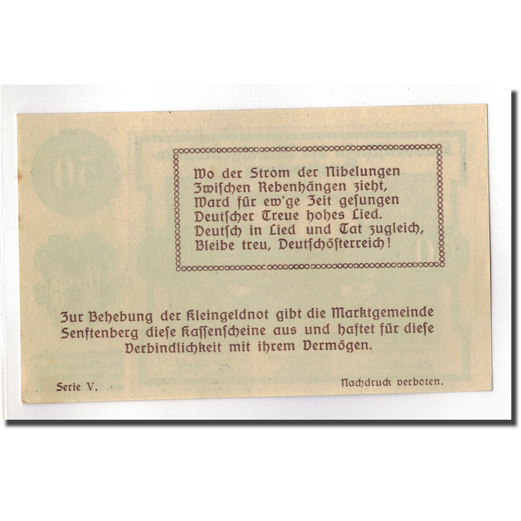 Geldschein, Österreich, Senftenberg, 50 Heller, paysage 2, 1920, 1920-05-15