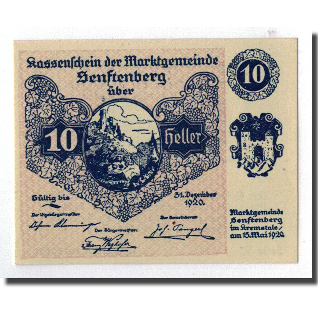 Geldschein, Österreich, Senftenberg, 10 Heller, paysage 2, 1920, 1920-05-15