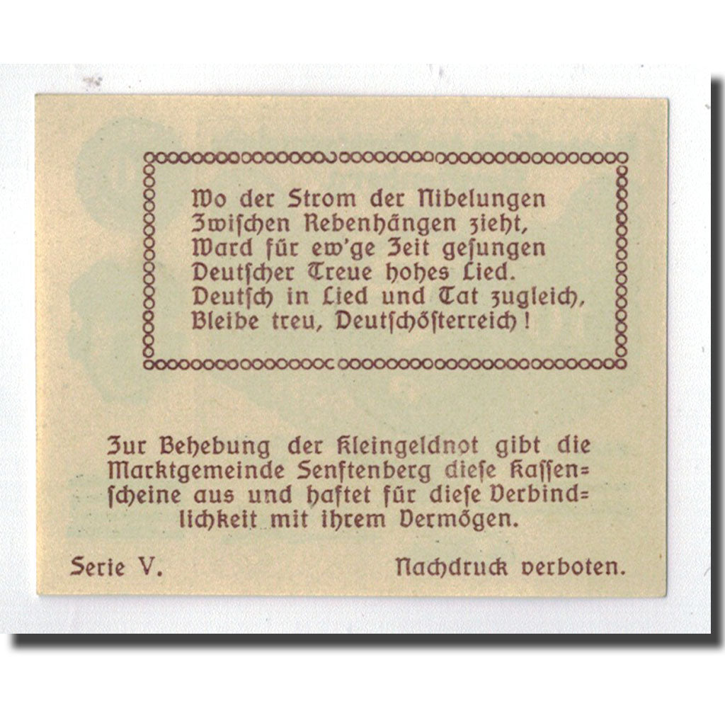 Geldschein, Österreich, Senftenberg, 10 Heller, paysage 2, 1920, 1920-05-15