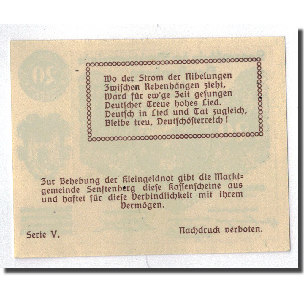 Geldschein, Österreich, Senftenberg, 20 Heller, paysage 2, 1920, 1920-05-15