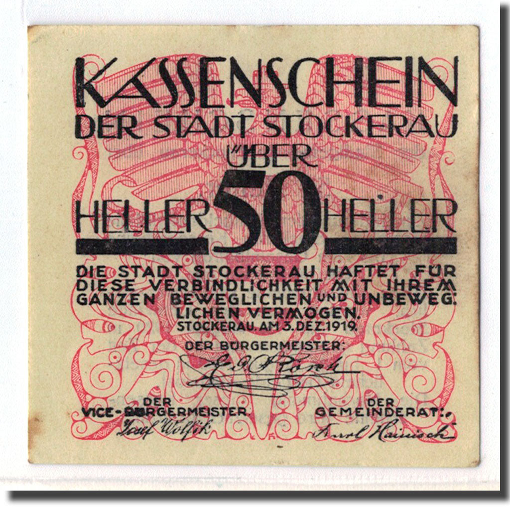 Geldschein, Österreich, Stockerau, 50 Heller, graphique, 1919, 1919-12-03