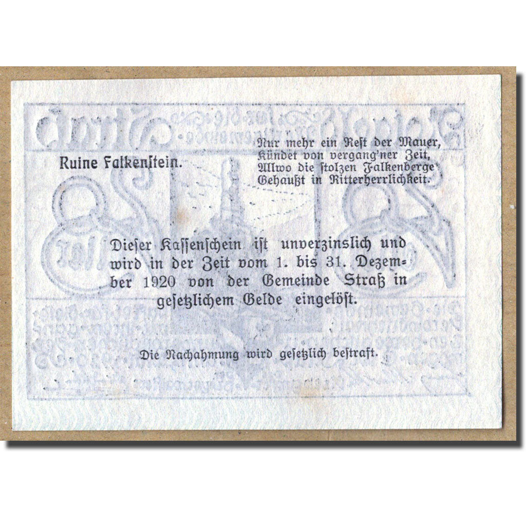 Geldschein, Österreich, Strass, 20 Heller, paysage, 1920, 1920-05-12, UNZ-