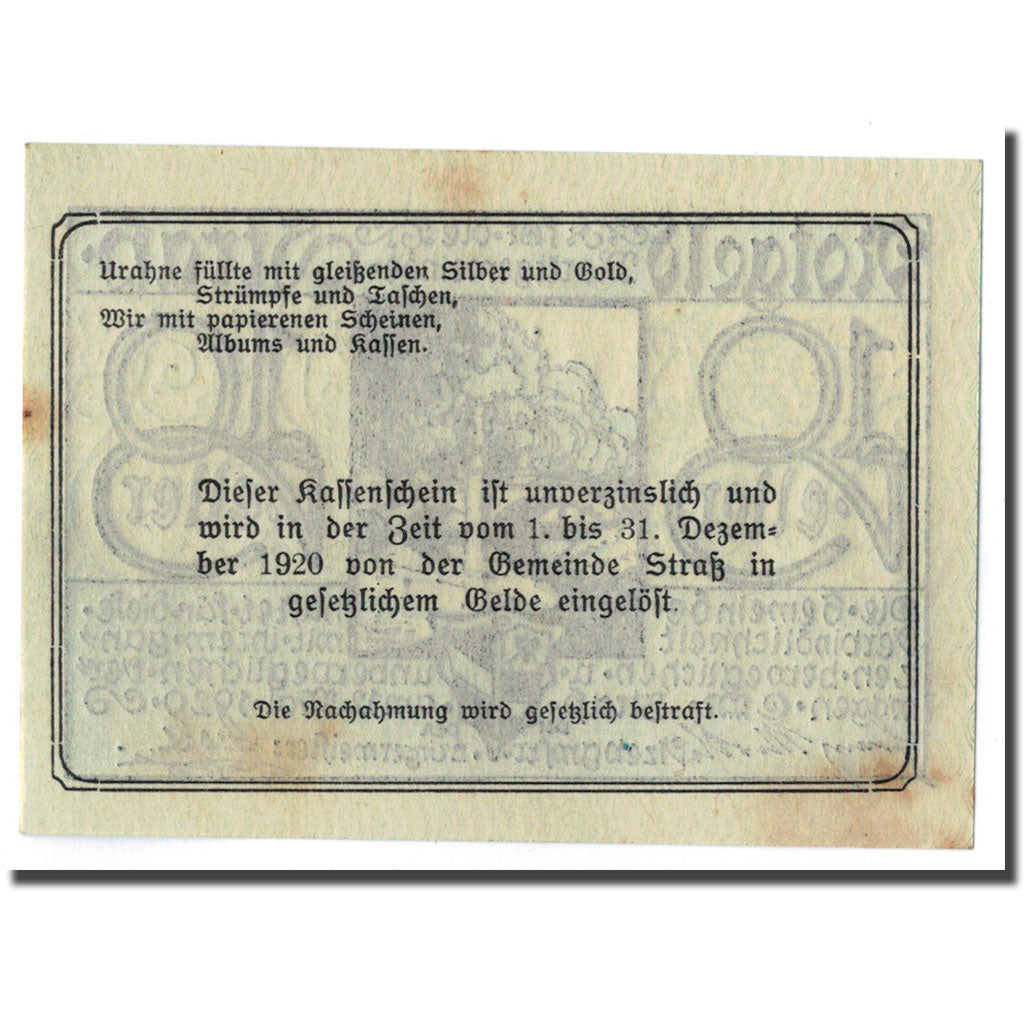 Geldschein, Österreich, Strass, 10 Heller, paysage, 1920, 1920-05-12, UNZ-