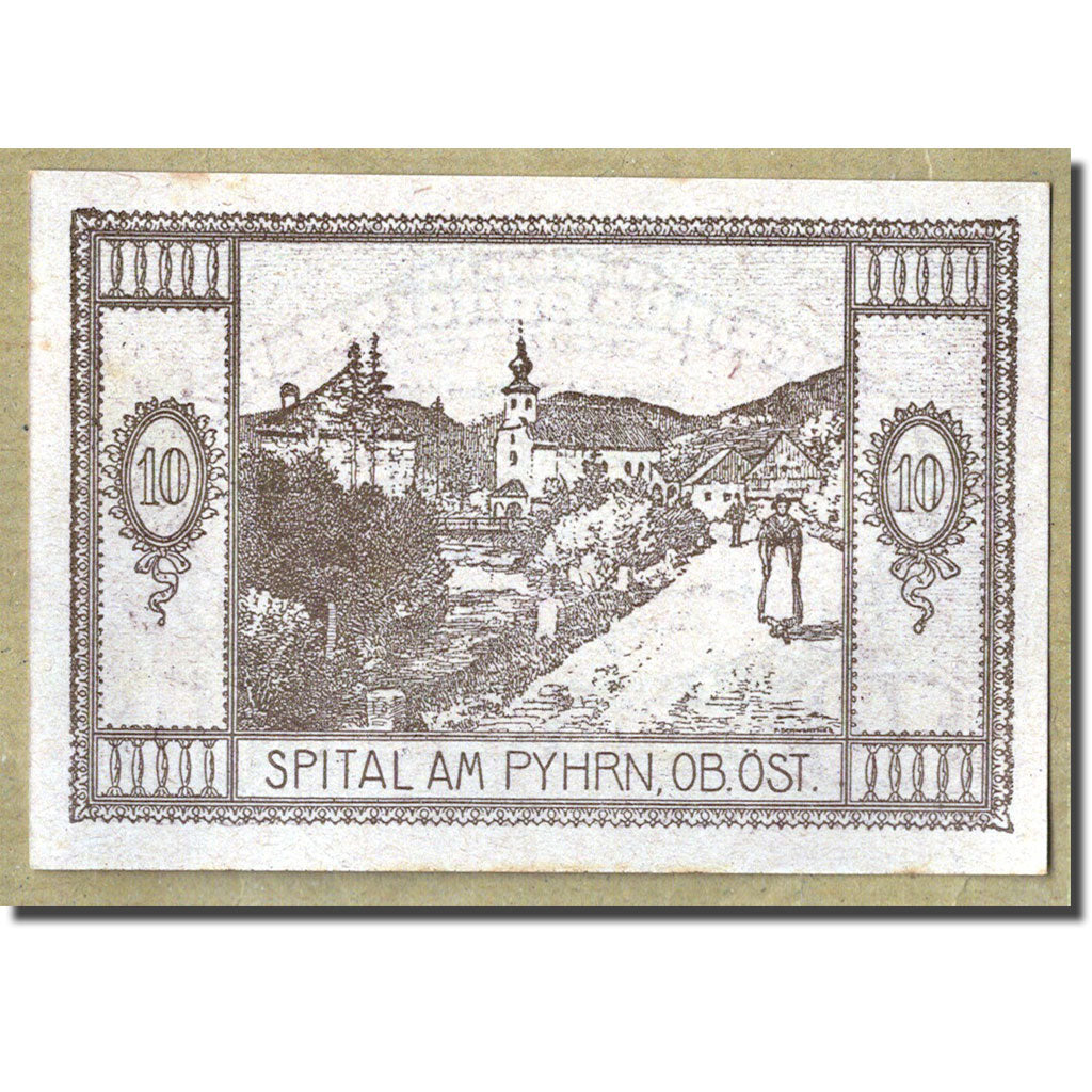 Geldschein, Österreich, Spital am Pyhrn, 10 Heller, paysage, 1920, 1920-04-19
