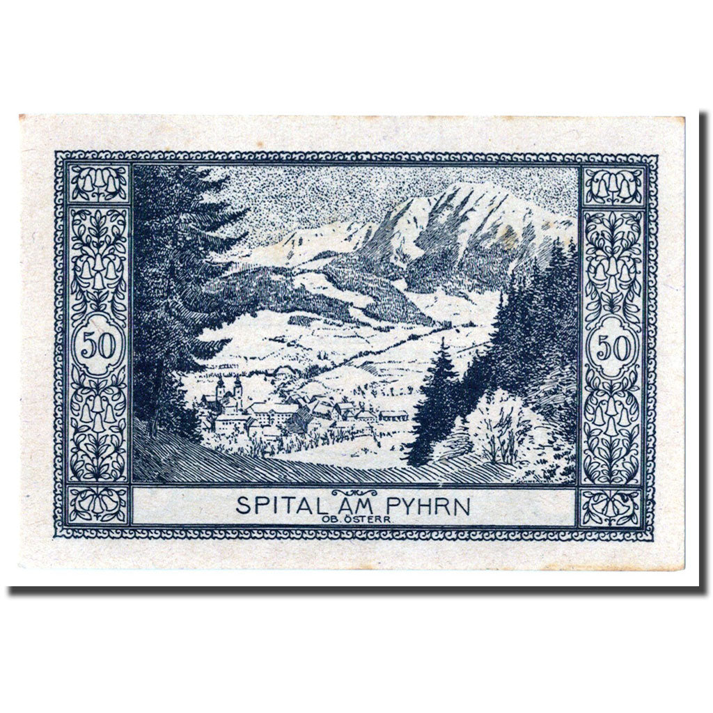 Geldschein, Österreich, Spital am Pyhrn, 50 Heller, paysage, 1920, 1920-04-19
